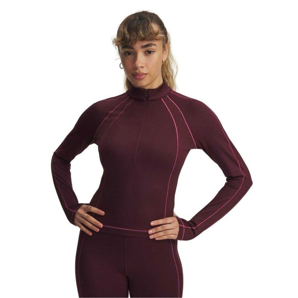Under Armour Womens/Ladies Textured ColdGear Half Zip Base Layer Top / Dark Maro